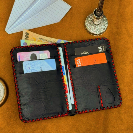 Portofel, personalizabil, din piele naturala, Jack M, Negru antichizat [4]