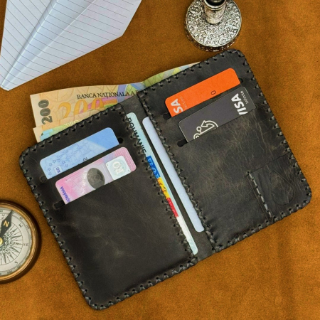 Portofel, personalizabil, din piele naturala, Jack M, Gri antichizat [5]