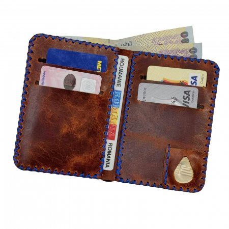 Portofel, personalizabil, din piele naturala, Jack M, Maro-roscat [4]