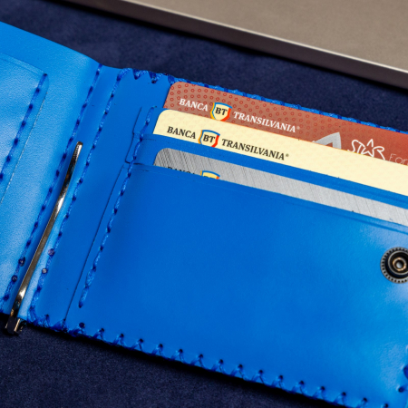 Portofel slim barbati din piele naturala, lucrat si cusut manual, Loki, handmade, Maro ( Crazy Horse ) [8]