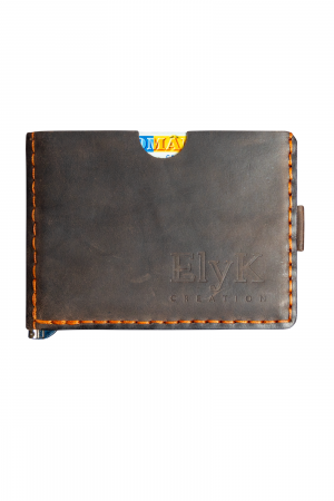 Toate produsele - Portofel slim barbati din piele naturala, lucrat si cusut manual, Loki, handmade, Maro ( Crazy Horse )