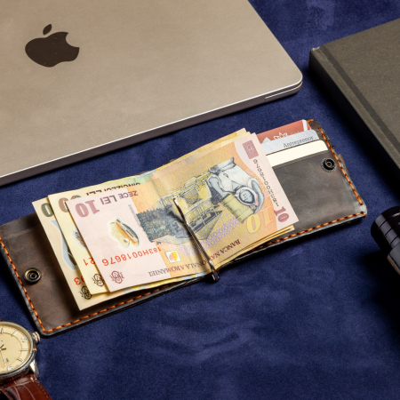 Portofel minimalist, personalizabil, din piele naturala, Loki, Maro, lucrat si cusut manual, handmade [8]