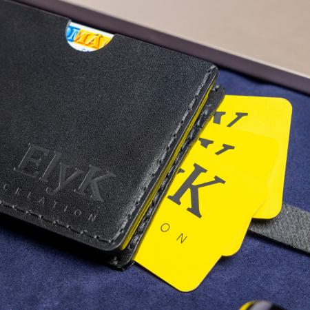 Portofel minimalist, personalizabil, din piele naturala, Loki, Negru, lucrat si cusut manual, handmade [4]