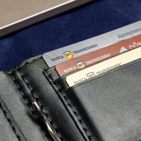 Portofel minimalist, personalizabil, din piele naturala, Loki, Negru, lucrat si cusut manual, handmade [7]