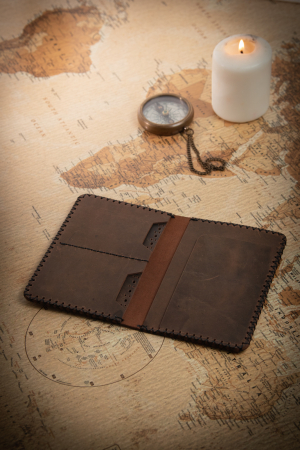 Portpasaport din piele naturala, lucrat si cusut manual, Robin, Handmade, Verde [3]