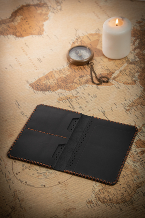 Portpasaport din piele naturala, lucrat si cusut manual, Robin, Handmade, Verde [2]