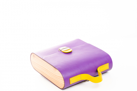 Rucsac dama din piele naturala si lemn reciclat, lucrat manual, Dory, Handmade, Mov [9]
