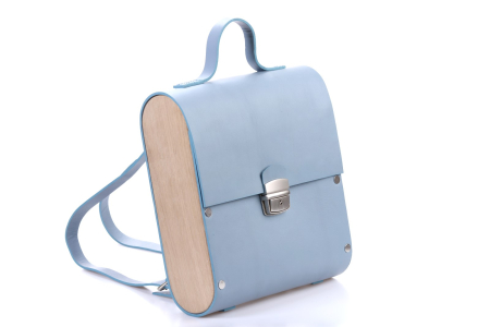 Rucsacuri femei - Rucsac dama din piele naturala si lemn reciclat, Dory