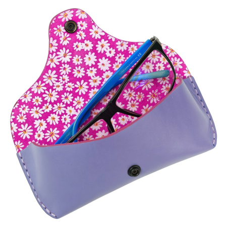 Toc / Etui ochelari din piele naturala, Clio, lila [2]