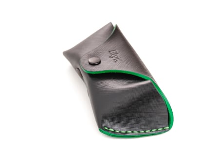 Toc / Etui ochelari din piele naturala, Clio, Negru, interior verde [5]