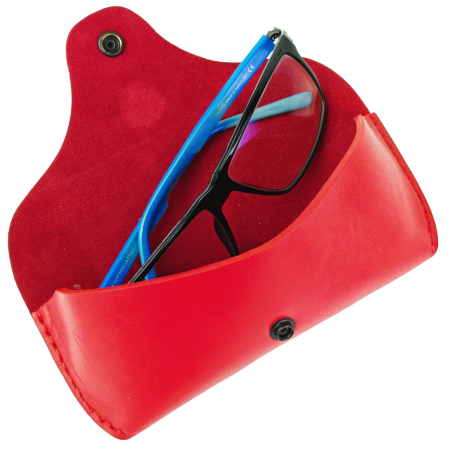 Toc / Etui ochelari din piele naturala, Clio, Rosu [3]