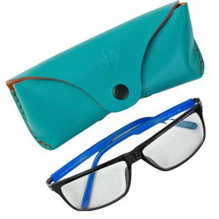 Tocuri Ochelari - Toc / Etui ochelari din piele naturala, Clio, turcoaz