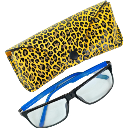 Tocuri Ochelari - Toc / Etui ochelari din piele naturala, Clio, print leopard