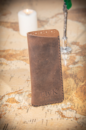 Toc / Etui ochelari soare / vedere din piele naturala, lucrat si cusut manual, Mark, Maro [4]