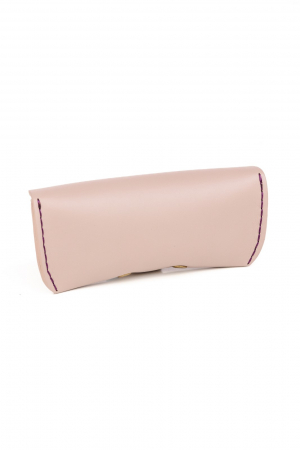 Toc / Etui ochelari soare / vedere din piele naturala, lucrat si cusut manual, Clio, Bej [3]