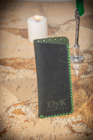 Toc / Etui ochelari soare / vedere din piele naturala, lucrat si cusut manual, Mark, Verde Army [1]