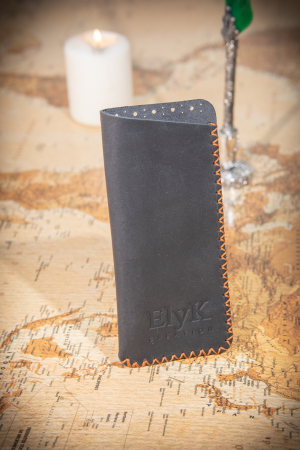 Toc / Etui ochelari soare / vedere din piele naturala, lucrat si cusut manual, Mark, Negru [3]