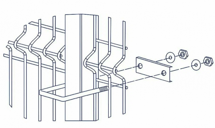 Brida gard 60x40 pentru stalp rectangular zincat [2]
