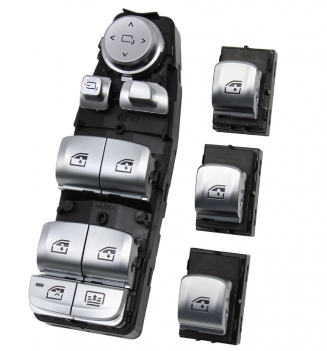 Set 4 Butoane Geamuri Oglinzi Usa Portiera Dedicat BMW F01 F02 F06 F07 F10 F11 F20 F25 F26 F30 F31 F34 F36, cu buton perdeluta, Crom [1]