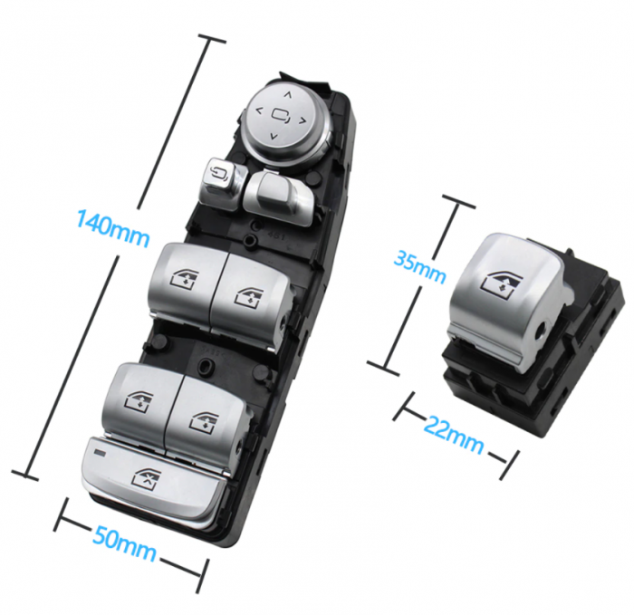 Set 4 Butoane Geamuri Oglinzi Usa Portiera Dedicat BMW F01 F02 F06 F07 F10 F11 F20 F25 F26 F30 F31 F34 F36, cu buton oglinzi, Crom [4]