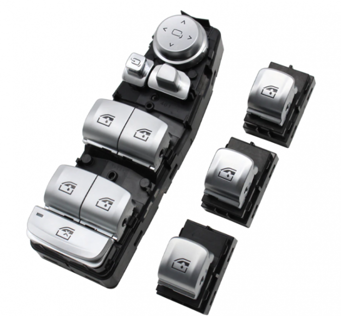Set 4 Butoane Geamuri Oglinzi Usa Portiera Dedicat BMW F01 F02 F06 F07 F10 F11 F20 F25 F26 F30 F31 F34 F36, cu buton oglinzi, Crom [1]