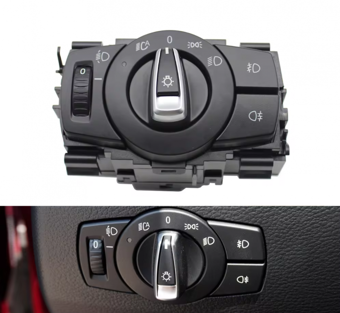 Bloc Butoane Selectie Lumini Dedicat BMW E81 E82 E84 E87 E88 E90 E91 E92 E93, Full fara auto, Negru [2]