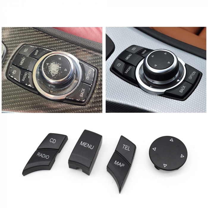 Set 6 Butoane Consola Multimedia iDrive Dedicat BMW Seria E E81 E82 E87 E88 E90 E91 E92 E60 E61 E63 E84 E89 E70 E71, cu buton CD [3]