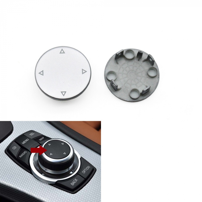 Buton Consola Multimedia iDrive Dedicat BMW E81 E82 E87 E88 E90 E91 E92 E60 E61 E63 E84 E89 E70 E71, Crom [2]