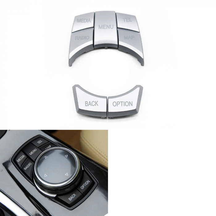 Butoane Consola Multimedia iDrive Dedicat BMW F01 F02 F06 F07 F10 F11 F12 F13 F15 F16 F25 F26 F30 F31 F32 F33 F34 F35 F36 F82 F83, NBT, Crom [2]
