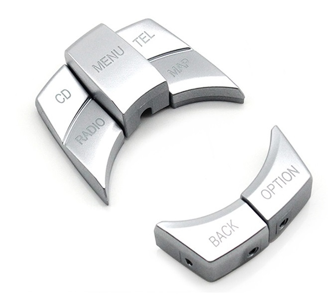 Butoane Consola Multimedia iDrive Dedicat BMW E81 E82 E87 E88 E90 E91 E92 E60 E61 E63 E84 E89 E70 E71, cu buton CD, Crom [1]