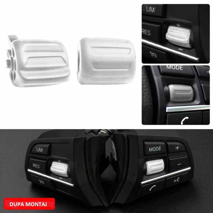 Set 2 Butoane Rotite Pilot Automat Cruse Control Volan Stock BMW F01 F02 F07 F10 F11 F12 F13 F20 F21 F30 F31 F34 F35 F36, Argintiu [2]