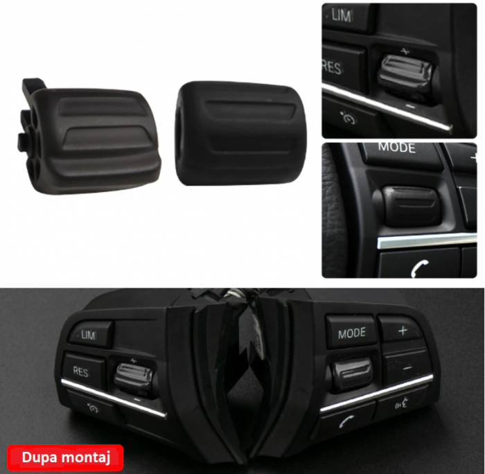 Set 2 Butoane Rotite Pilot Automat Cruse Control Volan Stock BMW F01 F02 F07 F10 F11 F12 F13 F20 F21 F30 F31 F34 F35 F36, Negru [2]