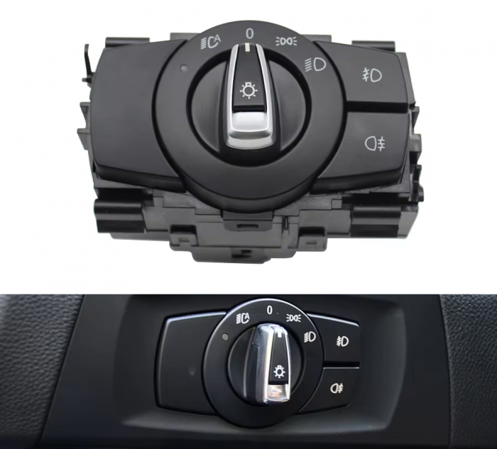 Bloc Butoane Selectie Lumini Dedicat BMW E81 E82 E84 E87 E88 E90 E91 E92 E93, Standard, Negru [2]