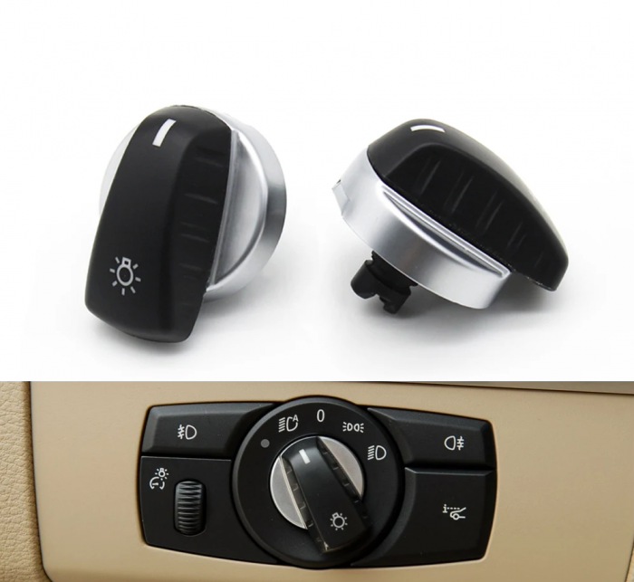 Buton Capac Selectie Lumini Faruri Dedicat BMW E60 E61 X5 X6 E70 E71 E72, Negru [4]