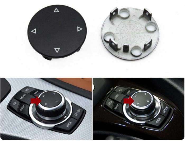 Buton Capac Consola Multimedia iDrive Dedicat BMW Seria E E81 E82 E87 E88 E90 E91 E92 E60 E61 E63 E84 E89 E70 E71, Negru [3]