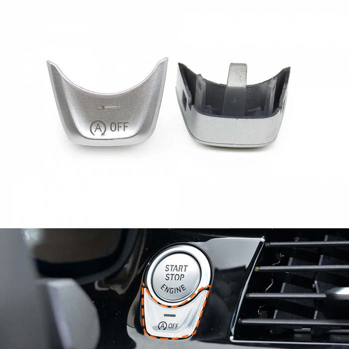 Buton Capac OFF Start Stop Dedicat BMW F52 G30 G32 G11 G01 G02, Argintiu Lucios [2]