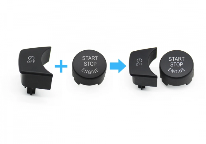 Set 2 Buton Start Stop si OFF Dedicat BMW X1 X2 F48 F89 F39 F45 F46, Negru [2]