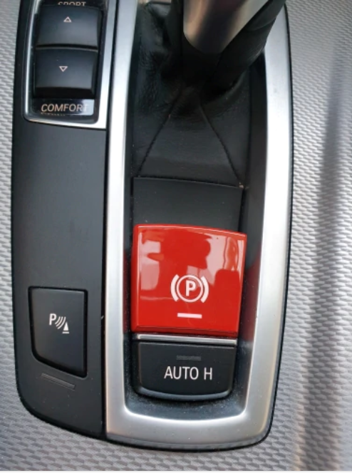 Buton Capac Frana Parcare Parking Dedicat BMW F01 F02 F06 F12 F07 F10 F11 F15 F16 F25 F26, Facelift, Rosu [2]