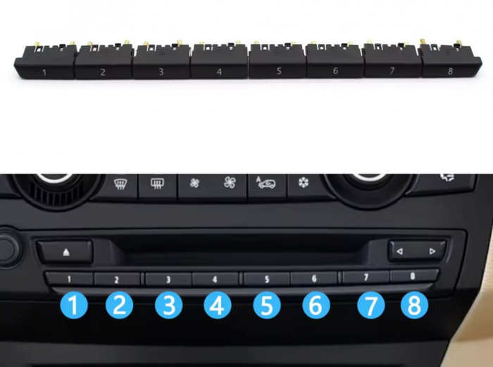 Set 8 Butoane Panou CD Radio Dedicat BMW E70 E71 X5 X6 [2]