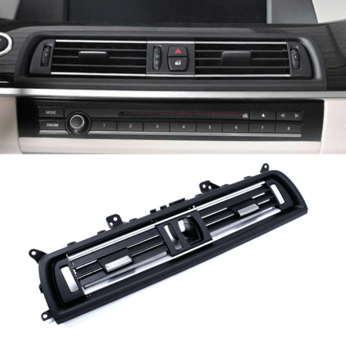 Grila Ventilatie Aer Dedicat BMW Seria 5 F10 F11, Central, cu insertii crom [3]