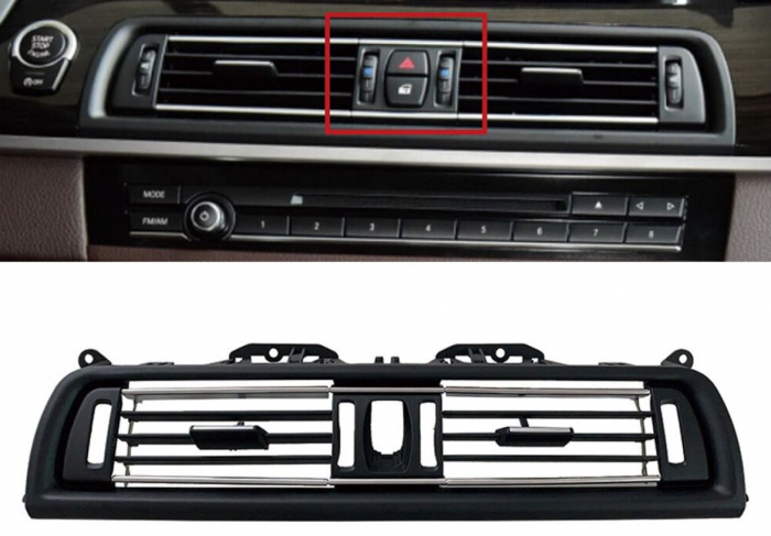 Grila Ventilatie Aer Dedicat BMW Seria 5 F10 F11, Central, model FULL, cu doua reglaje centrale volum aer [2]