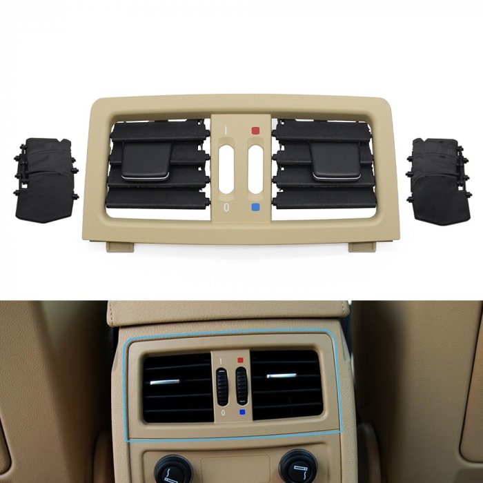 Grile Ventilatie Aer Dedicat BMW Seria 5 E60 E61, Central-Spate, Bej [2]