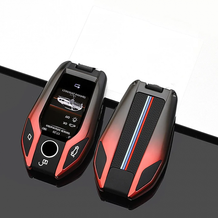 Husa Breloc Protectie Cheie Telecomanda Dedicat BMW G02 G01 G05 G06 G07 G11 G12 G20 G22 G30, Negru-Rosu [3]
