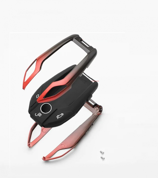 Husa Breloc Protectie Cheie Telecomanda Dedicat BMW G02 G01 G05 G06 G07 G11 G12 G20 G22 G30, Negru-Rosu [4]