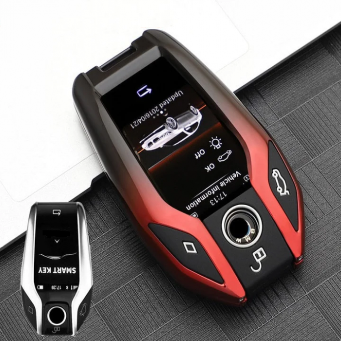 Husa Breloc Protectie Cheie Telecomanda Dedicat BMW G02 G01 G05 G06 G07 G11 G12 G20 G22 G30, Negru-Rosu [2]