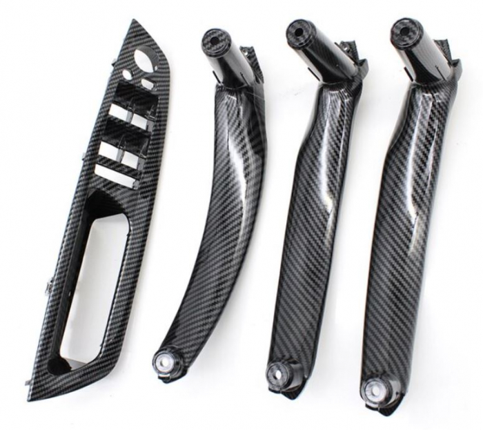 Set 4 Manere Interior Usa Dedicat BMW X5 X6 E70 E71, Negru Carbon [1]