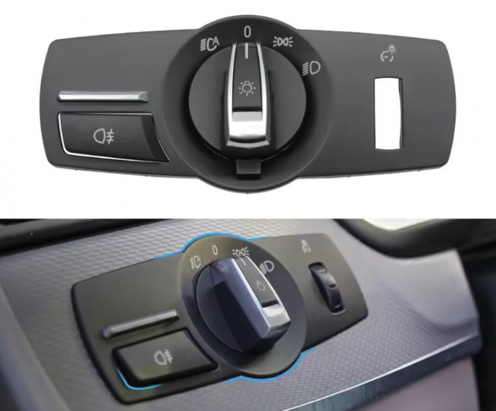 Set 3 Piese Butoane Rama Bloc Lumini Faruri Dedicat BMW F01 F02 F06 F07 F10 F11 F25 F26, Standard [2]