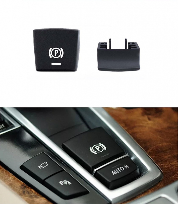Buton Capac Frana Parcare Parking Dedicat BMW F01 F02 F06 F12 F07 F10 F11 F15 F16 F25 F26, Facelift, Negru [4]