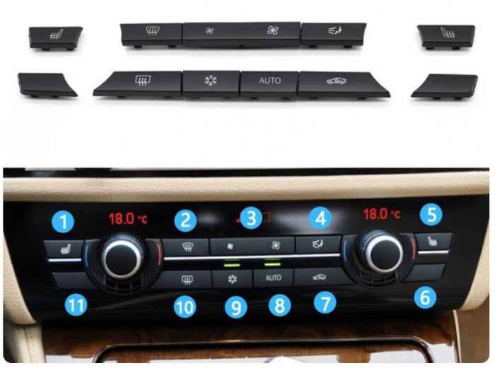 Set 11buc Butoane Consola Clima Ventilatie AC Aer Dedicat BMW F01 F02 F06 F07 F10 F11 F13 F15 F16, NonFacelift [4]