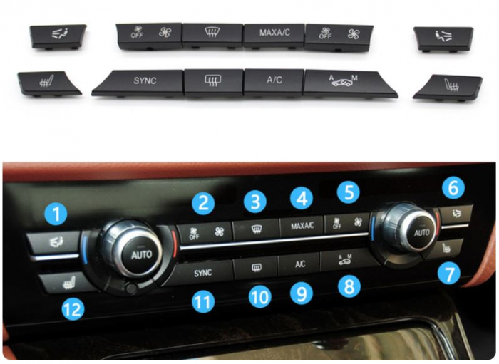 Set 12buc Butoane Consola Clima Ventilatie AC Aer Dedicat BMW F01 F02 F06 F07 F10 F11 F13 F15 F16, Facelift [2]